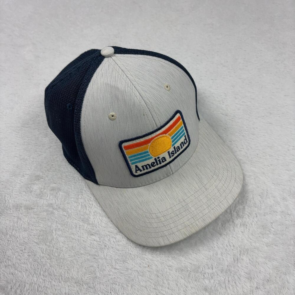 Amelia Island Hat Cap Trucker Mesh Strap Back Mens One Size Beige Patch Legacy